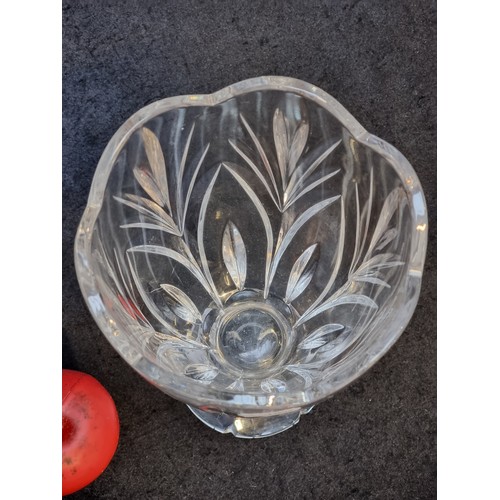 198 - An impressive Waterford Crystal footed vase from the Marquis collection with a scalloped rim. In ver... 