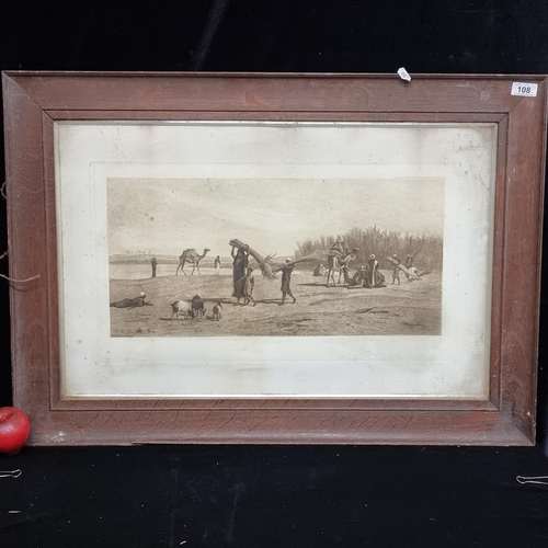 108 - A large antique etching dating to 1900, after an oil painting by Frederick Goodall titled 