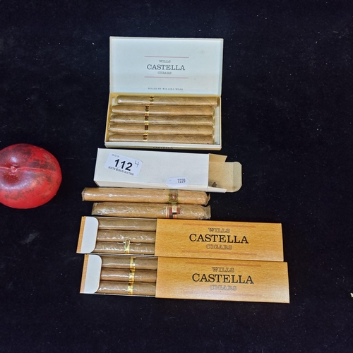 112 - Four cigars items including three Castella full boxes along with two loose cigars.