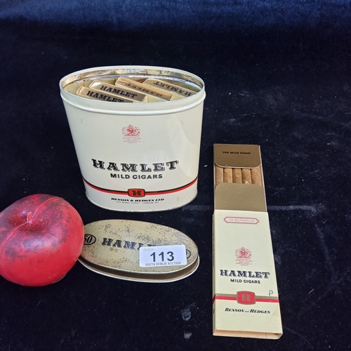 113 - A Hamlet tin containing five boxes of five Hamlet mild cigars.