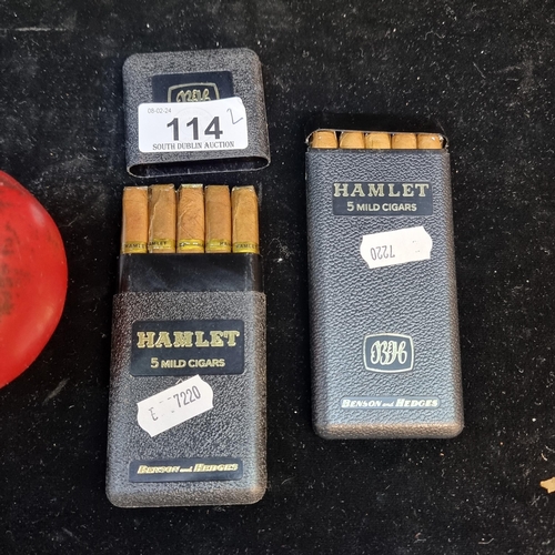 114 - Two boxes of five Hamlet mild cigars.