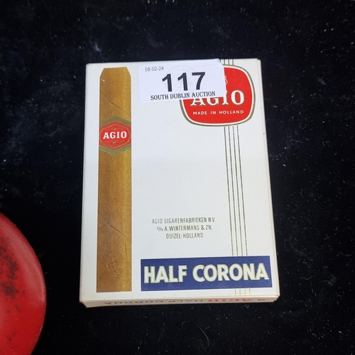 117 - A box of Agio half corona containing three Agio, a Ritmeester and one other cigar.