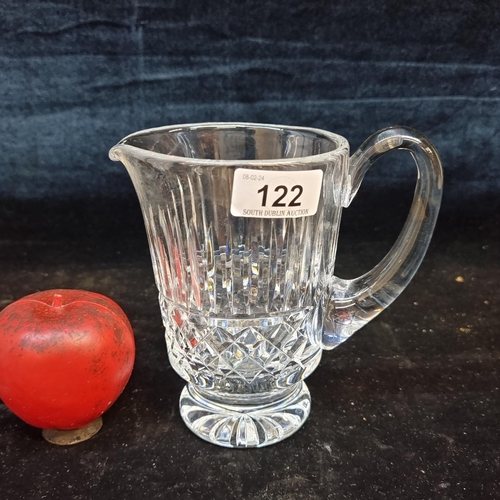 122 - A lovey heavy Waterford Crystal Baltray water whiskey jug. In very good condition with acid mark to ... 