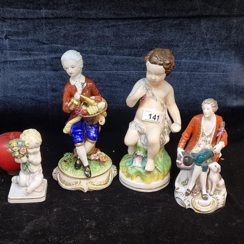 141 - A group of four 19th century German ceramic bisque figurines. All in good order.