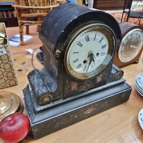 471 - A large beautiful Victorian marble mantel clock with carved and hand-painted gilt detailing and stun... 