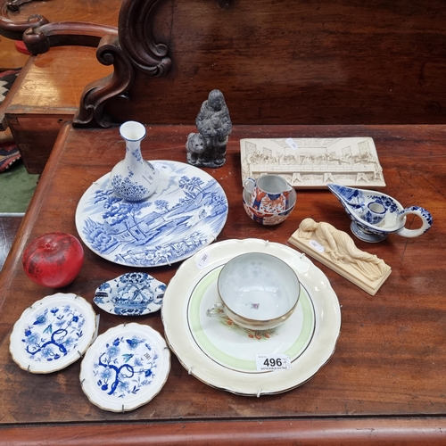 496 - Thirteen vintage items Including a beautiful Imari Milk and sugar