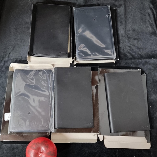 500 - Four brand new black leather Skala branded card wallets. All in original boxes.