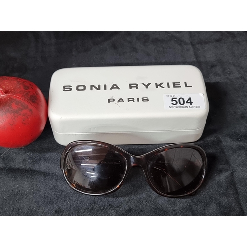 504 - A pair of Sonia Rykiel, Paris designer tortoise shell framed sunglasses in original hardcase. Lenses... 