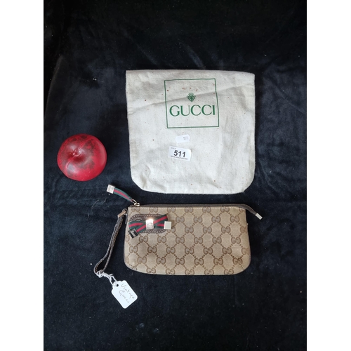 511 - Star Lot : A vintage linen designer Gucci Ophidia clutch purse bag features Gucci branded hardware a... 