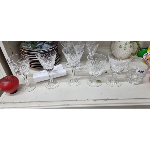 880 - Six Waterford Crystal drinking glasses. in all different patterns and shapes. Handy to replace a chi... 