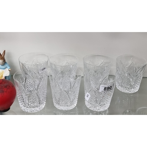 890 - Star Lot : A stunning set of seven Waterford Crystal whiskey tumbler glasses. All in VGC condition, ... 