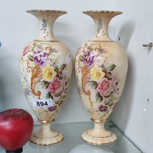 894 - A gorgeous pair of Mid Century Carlton Ware urn vases. In VGC.