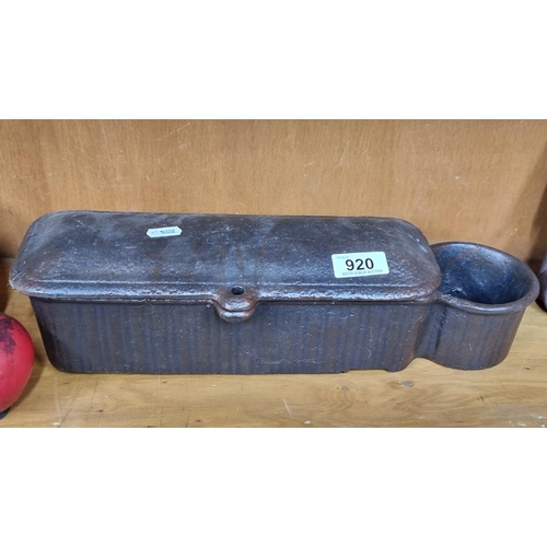 920 - A original antique cast iron Pierce toolbox, with a little dish for your nuts.