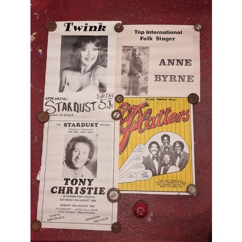 253 - Four vintage concert posters including two for The Stardust Nightclub in Artane.