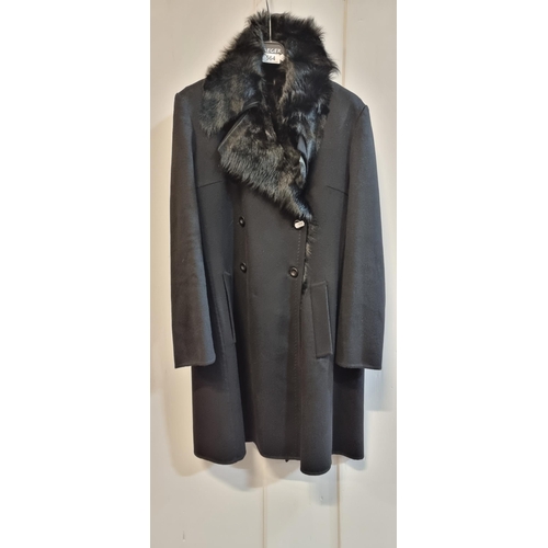 564 - Star Lot : A gorgeous Louise Kennedy black felt double breasted coat with removable faux fur lining.... 