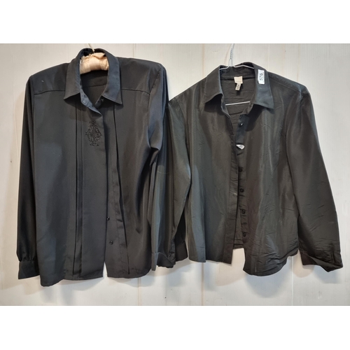 576 - Two black silk style blouses including an example Anne Klein in a UK size 8 along with Yves St. Clai... 