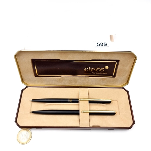 589 - A pair of Elysee ballpoint pens in original presentation case.