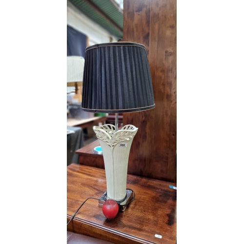 680 - A gorgeous table lamp from The Lighting Boutique with a decorative ceramic base featuring foliate de... 