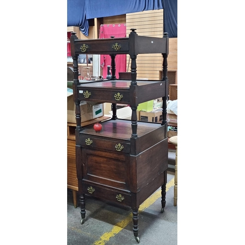 719 - Star Lot : A super Victorian Maghogany shelving unit. With 4 drawers a cupboard and 3 areas for stor... 