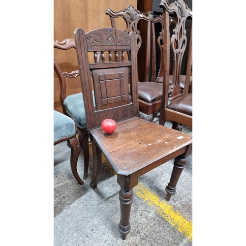 731 - A charming antique 19th century Victorian occasion chair with carved foliate and spindle detail to b... 