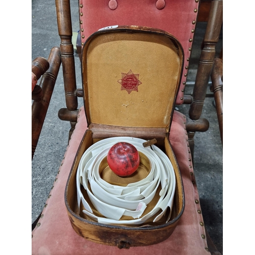 741 - A leather carry case marked F.I.M. holding a number of pressed white collars. Marked New & Lingwood ... 