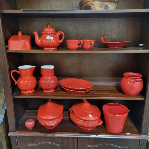 742 - An incredibly large set of Emilé Henry French cookware including teapot, teacups, butter dish, pitch... 