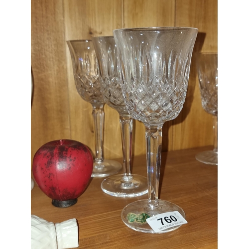 760 - Three Waterford Crystal wine glasses. In good order.