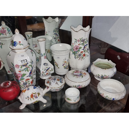 773 - Ten pieces of Aynsley pottery including a large vase and a bud vase.