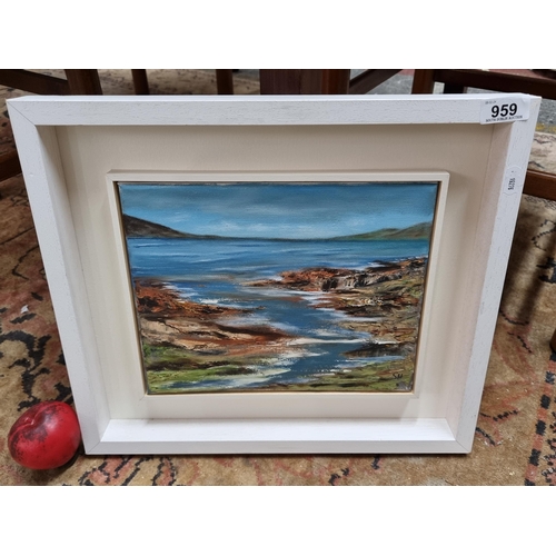 959 - Star Lot : An original Susan Holmes (Irish, contemporary) oil on canvas painting featuring a coastal... 