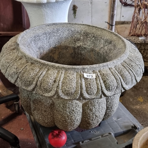 973 - Star Lot  A lovely large antique stone planter,  Its large about 2 feet across and crazy heavy, Just... 