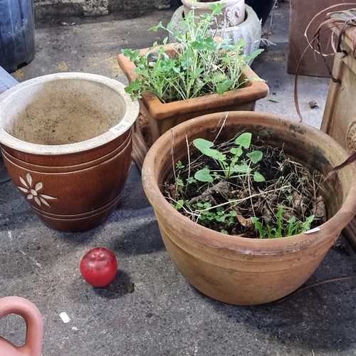 975 - Three good planters including two terracotta examples and one glazed. From the lovely home in Monkst... 