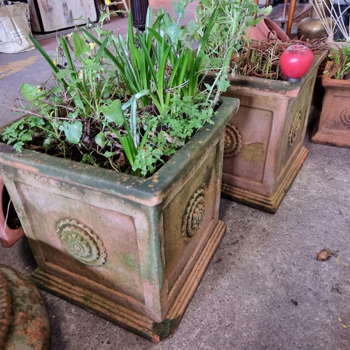 977 - A large pair of Terracotta square planters, from a lovely  house in Monkstown. About 30cm tall. Some... 