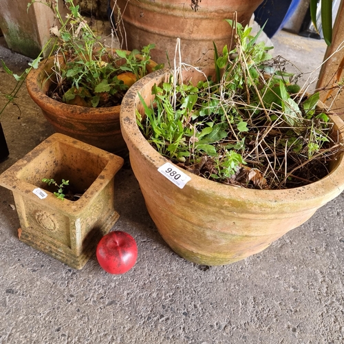 980 - Three terracotta plant pots from the lovely house in Milltown.