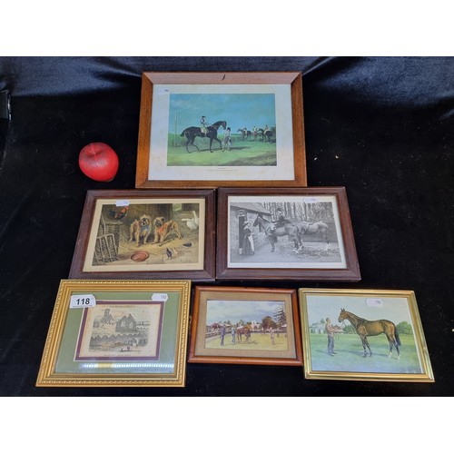 118 - Six vintage prints of horses and farm scenes.