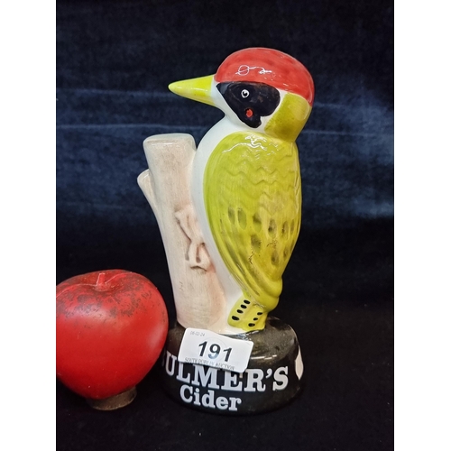 191 - A colourful Bulmer's Cider woodpecker ceramic figure. In VGC