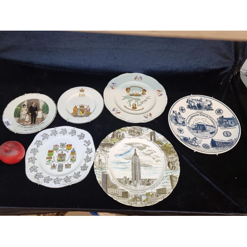 200 - Six collectors plates including one featuring JFK and his family and another depicting the empire st... 