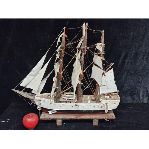 230 - A fantastic large model of a military sailboat. This is a nice old one with huge detail.