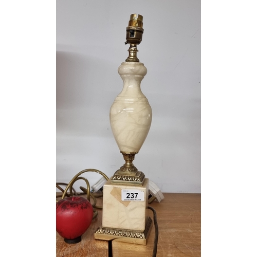 237 - A stylish vintage brass and alabaster table lamp base.