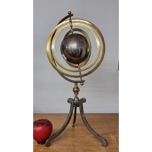 238 - Star Lot : A fantastic antique steel and brass decorative armillary sphere. These are so interesting... 