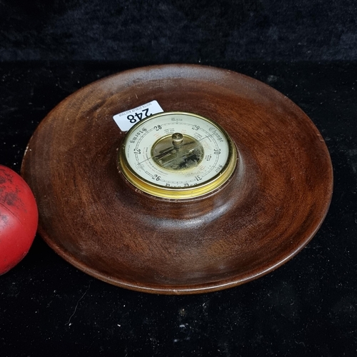 248 - A gorgeouS antique  English made android barometer, nut bowl. In lovely condition.