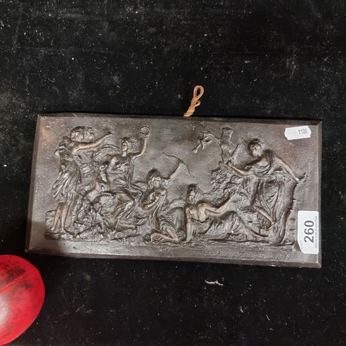 260 - Star lot : A lovely heavy  bronze panel depicting Diana the roman goddess of the hunt with her atten... 