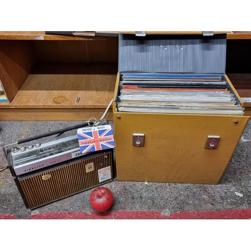 285 - A super retro Fidelity Rad 23 transistor radio along with a large collection of vintage vinyl record... 