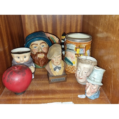 302 - Six hand painted ceramic items including five Toby jugs with Beswick, Sandland Characterware, Hummel... 