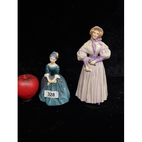 328 - A lovely pair of porcelain figures, including a Royal Doulton example titled 