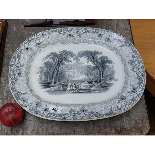 408 - A gorgeous large antique 19th century  Francis Morley & Co black  Shelton vista platter. In VGC