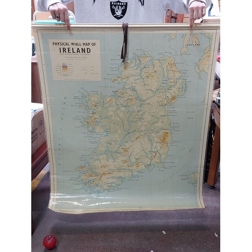 414 - A large pull down school map of Ireland produced in London in 1983.