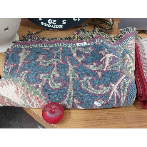 415 - A gorgeous hand woven colorful throw / wall hanging boasting images of birds, perhaps grouse in  sha... 