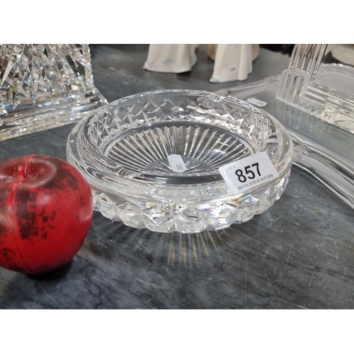 857 - A very heavy Waterford Crystal Ashtray, etched and in good condition.