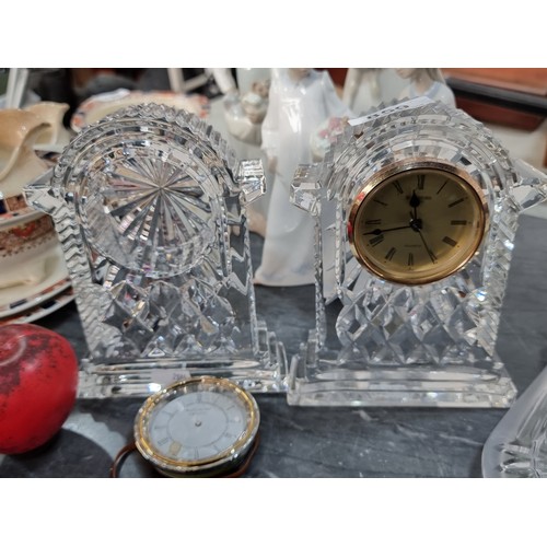 859 - A large Waterford Crystal Clock and another Waterford clock body mechanism has no hands