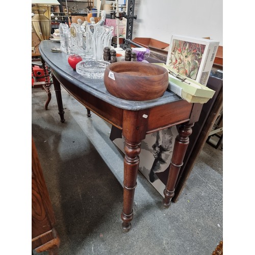 862 - Star Lot : A fabulous large 19th century console table with grey Marble top. From the entrance Hall ... 